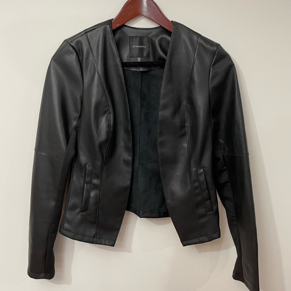Dynamite Black Vegan Leather Jacket - Small